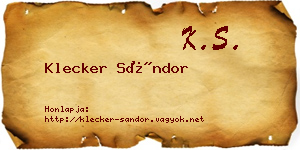 Klecker Sándor névjegykártya